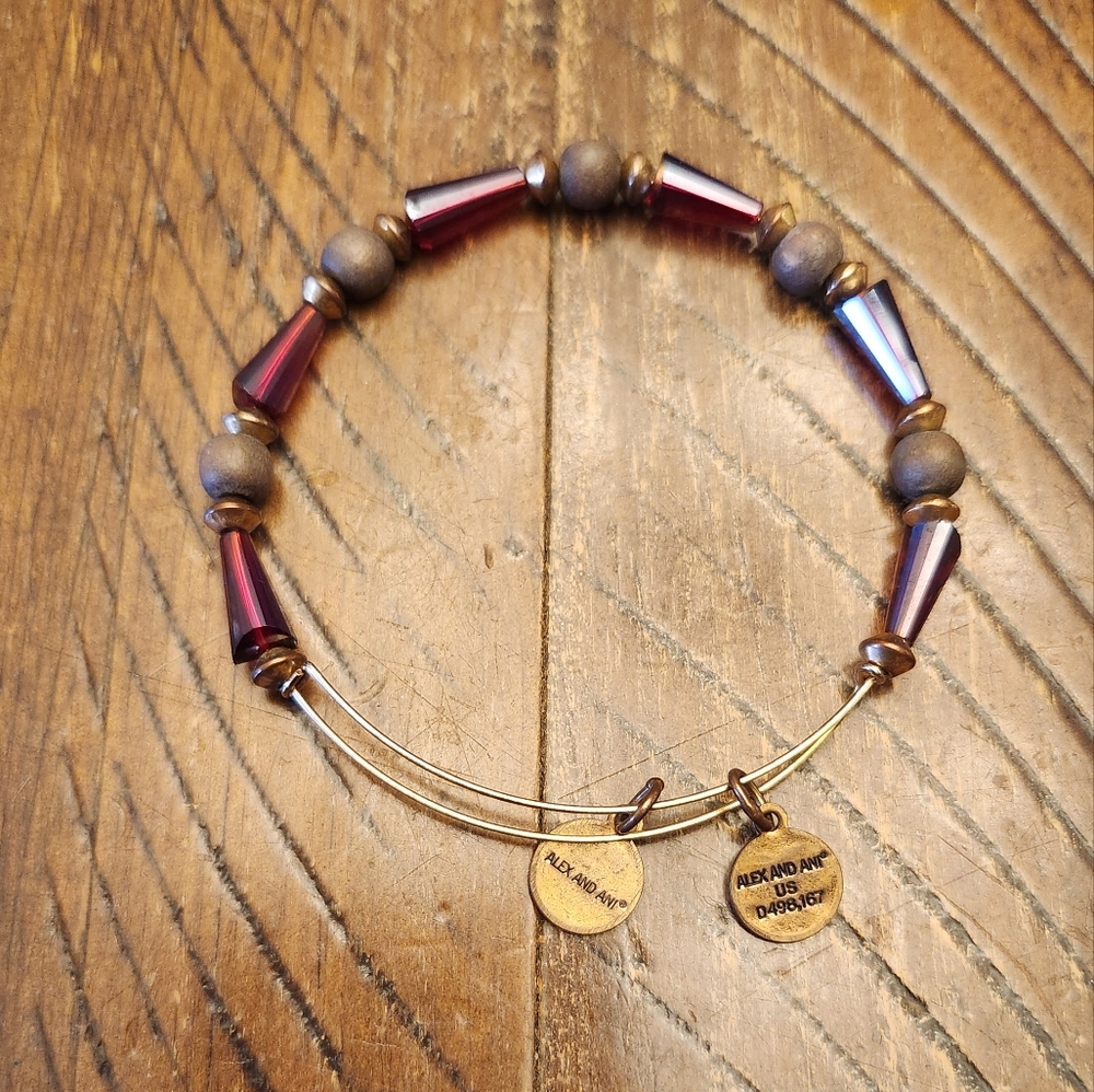 💙Host Pick! 3 piece boxed set Alex and Ani gold tone and cranberry prism - Picture 7 of 9
